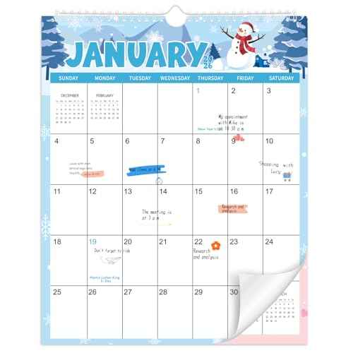 Wall Calendar 2026-2027, 18 Month Calendar from January 2026 to June 2027 14.5" x 11.8" Large Desk Calendar with Twin-Wire Binding for Home Office Planning Personal Organisers, Festival Style