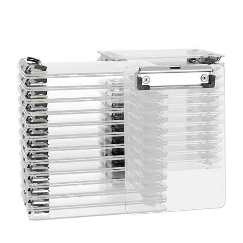 Mini Clipboard 50 Pack, 5 x 7 Plastic Small Clear Clip Boards with Low Profile Clip, Memo Size for Classroom, Teacher, Students, School & Office Supplies