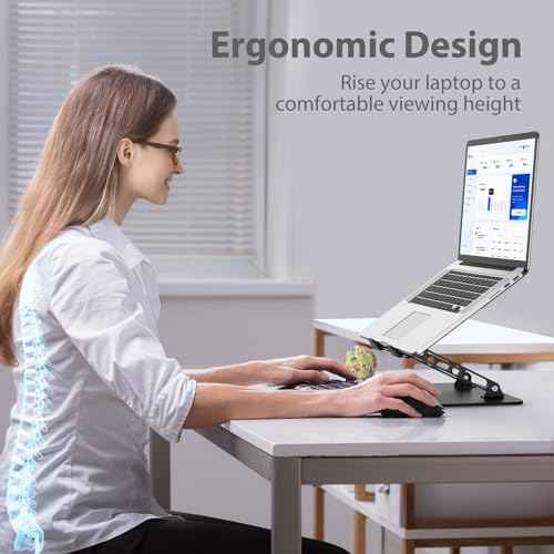 Adjustable Laptop Stand for Desk, Metal Foldable Laptop Riser Holder, Portable Desktop Book Stands, Ventilated Cooling Computer Notebook Stand Compatible with 10-15.6¡± Laptops