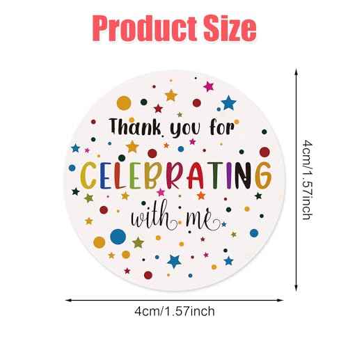 120pcs Thank You for Celebrating with Me Stickers, Universal 1.6 inch Celebrating Labels for Baby Shower Wedding Bridal Shower Birthday, Envelopes & Gifts Packaging Party Favor (Star Style)