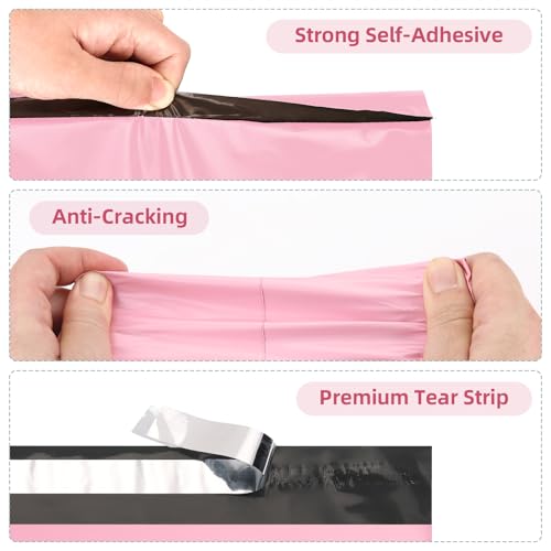 Pink Poly Mailers Set 3 Sizes (10x13, 12x15.5, 14.5x19) 60 Pack by Famagic