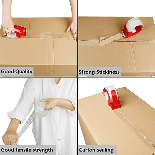 COSIMIXO 2-Pack No Noise Clear Packing Tape with Dispenser – 2.7Mil x 1.88" x 55Yds Heavy Duty Shipping Tape for Boxes (Variation 2)
