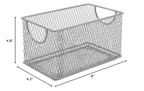 Ybm Home Mesh Storage Box, Silver Mesh Great for School Home or Office Supplies, Books , Computer Discs and More 2302 (1, Zip Box- 8 X 4.5 X 4.8 Inches)