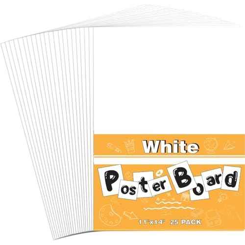 25 Pack White Poster Boards, 11"x14" White Poster Paper Heavyweight Poster Board Bulk Blank Poster Board for Art Display Board,Classroom Use,School Craft Project,Presentation Drawing