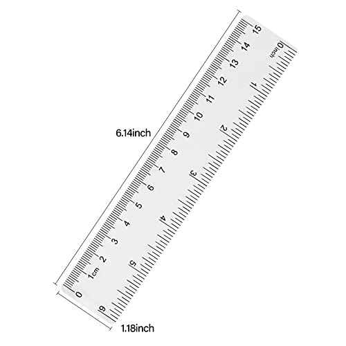 Clear Plastic 6 Inch Straight Ruler, Shatterproof With Inches and Centimeters for School, Classroom, Home, or Office (2pcs)
