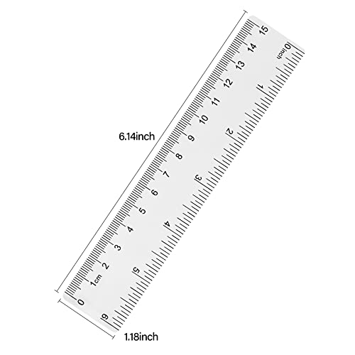 Unjoo 6 Inch Clear Plastic Ruler 2 Pack - Straight Measuring Tool for School & Office