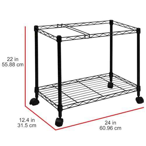 Oceanstar Portable 1-Tier Metal Rolling File Cart, Black,24 in