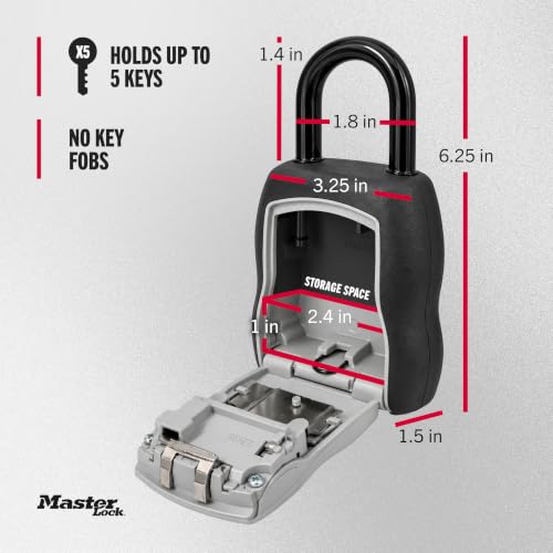 Master Lock Portable Key Lock Box 5400EC, Weatherproof Combination Safe, 1 Pack, Black