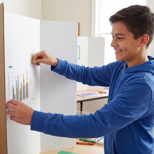Tavira 26 x 17 Inch Trifold Poster Boards 3-Pack White Corrugated Display Boards for School & Projects