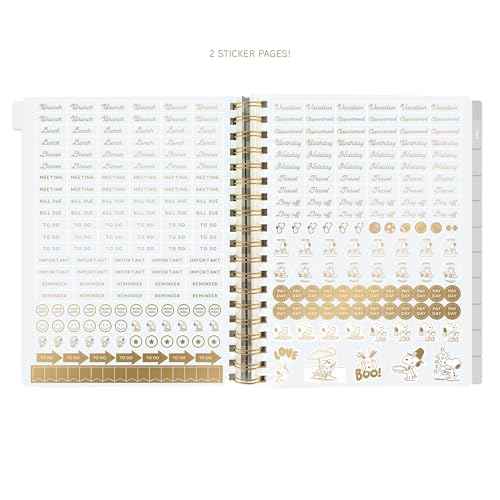 18 Month Planner/Calendar by Graphique, July 2025 ? Dec. 2026 Checkerd Peanuts Hardbound Spiral Planner, Monthly Tabs, Holidays, Reminder Stickers, 6¡± x 8¡±