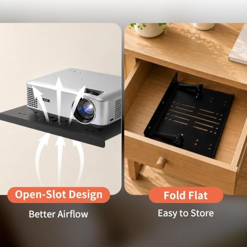 Zalumis Projector Shelf Stand 10.6x8 Inch No Drill Wall Mountable for Bed & Flat Surfaces