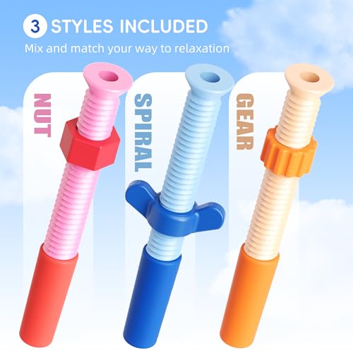 ELETIUO 3-in-1 Fidget Pencil Topper Set for ADHD Anxiety Relief - Orange, Red, Blue