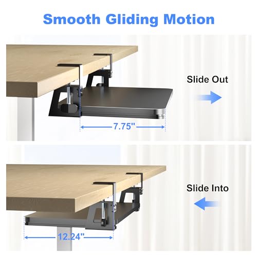 Keyboard Tray Under Desk Large C-Clamp 25.6¡± (30¡± Including Clamps) x 11.8¡± Slide-Out Platform Computer Drawer Pull Out Keyboard & Mouse Tray Black DSF4