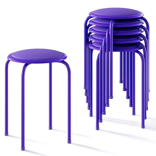 VECELO Purple 6-Piece Stackable Padded Stools for Classroom & Office
