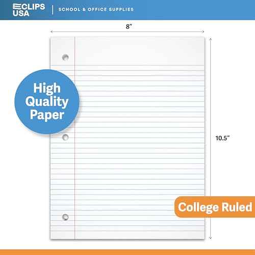 Notebook Paper, Loose Leaf College Ruled 10.5'' x 8'', Filler 56 gsm, 150 Sheets Per Pack, 1800 (12 Pack)