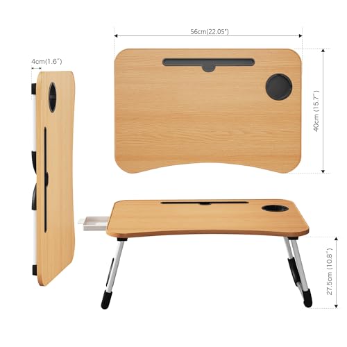 DESTINYGEARS Walnut Beige Portable Lap Desk Bed Tray for Laptop & Breakfast