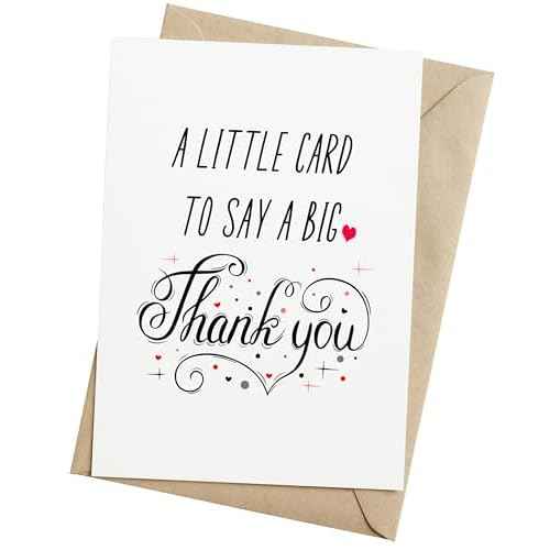 Thank you Card with Envelope, Simple Cute Single Thank You, Grateful Gift- Folded 5"x7" Card for Him, Her, Teacher, Boss, Doctor, Mom, Dad, Coworker, Bridesmaids, Groomsmen by PICCAFI