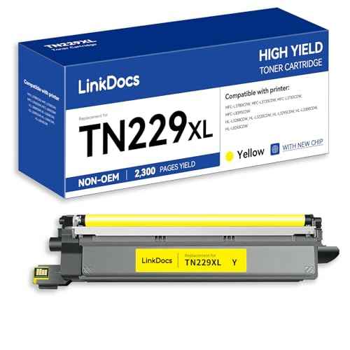LinkDocs TN229XLY High Yield Yellow Compatible Toner Cartridge Replacement for Brother TN229XL TN-229XL Black Yellow for Brother HL-L3280CDW HL-L3220CW MFC-L3720CDW MFC-L3780CDW Printers