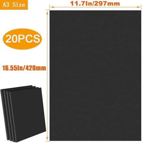 20 Pack 11.7"x16.5" Black Foam Board, 1/5"(5MM) Thick, A3 Size, Foam Core Backing Board Poster Foam Board Sheets for Presentations, School, Office & Art Projects