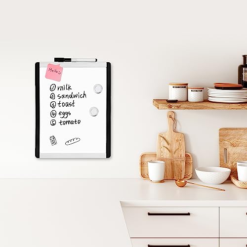 Amazon Basics Small Magnetic Dry Erase Whiteboard 8.5 x 11 Inches with Marker & Magnets - Lightweight Plastic/Aluminum Frame, Variation 11W x 8.5H