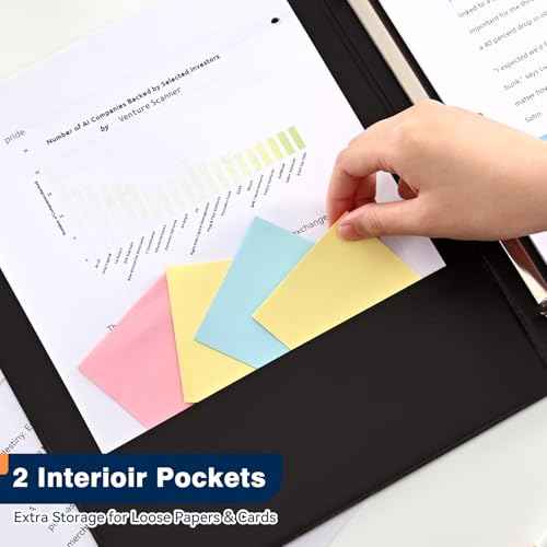1-inch 3 Ring Binder with 2 Interior Pockets, 1'' Basic Binders Holds US Letter Size 8.5'' x 11'' Paper - Versatile Binders for Office, Home, and School Use, 6 Pack (Black)