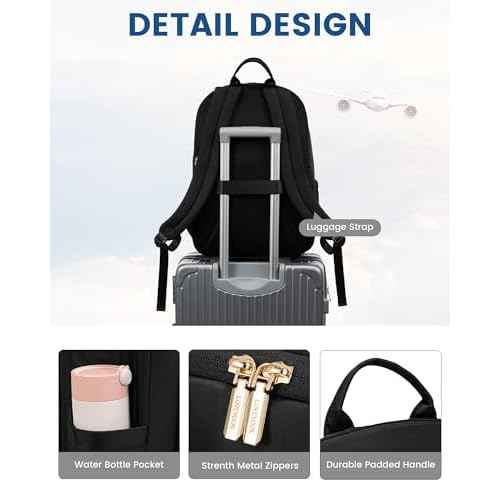 LOVEVOOK Laptop Backpack for Women, 17.3 Inch Business Backpack Purse, Large Capacity Casual Daypack, Work Computer Backpack, Travel Backpack for College, Black