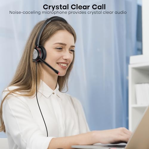 MKJ Telehone Headset for Cisco IP Phone, Wired Headphone with Microphone Noise Cancelling, Office Phone Headset with RJ9 Jack for Cisco CP-7821 7841 7861 7942G 7945G 7960G 7965G 7970G 8841 8865 9975