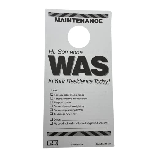 HY-KO PRODUCTS DH-MW 7 in. x 3-1/2 in. Paper Reversible Maintenance Door Hang Tag Black Pack of 50