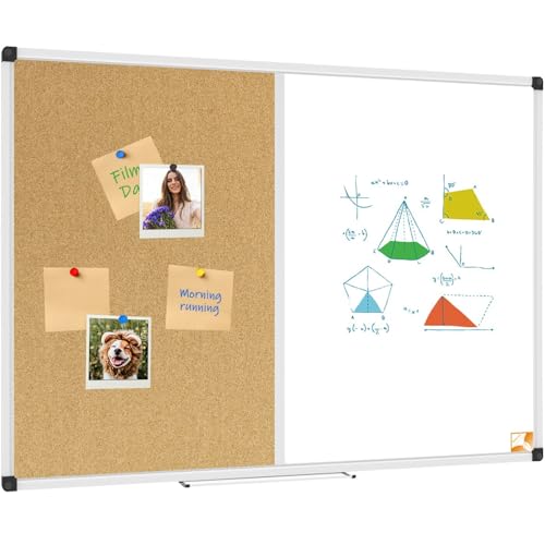 XBoard Magnetic Whiteboard and Corkboard Combo 36 x 24 Inches - Dry Erase & Pin Notice Board