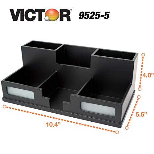 Victor Wood Desk Organizer with Smart Phone Holder, Midnight Black, 9525-5