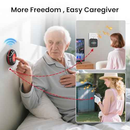 CallToU Wireless Caregiver Pager System ? 2 Receivers & 2 Call Buttons for Elderly at Home ? 500FT Range SOS Call Bell for Seniors, Patients, Disabled ? Easy to Use & Expandable