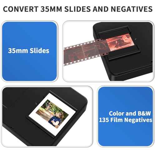 Mobile Film Scanner for 35mm Slides & Negatives, Portable Photo Scanner Converts Film to Digital Photos, Battery Powered Slide Converter
