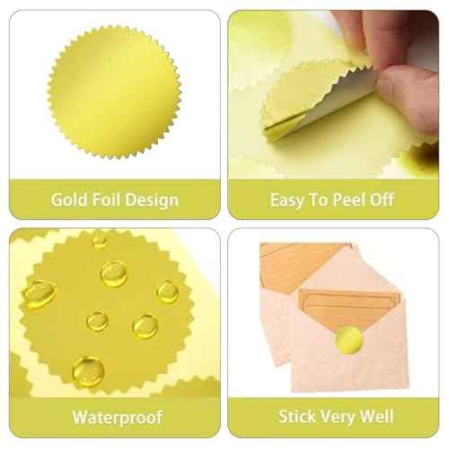 200Pcs Gold Foil Seal Stickers - 2" Diameter for Sealing Awards Embossing Certificates and Envelopes Sticker Seals Embossing Stickers