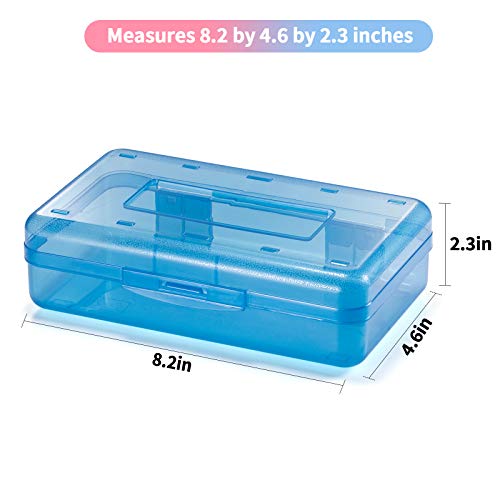 Sooez 3-Pack Large Hard Pencil Cases - Clear & Colorful Crayon Storage Boxes