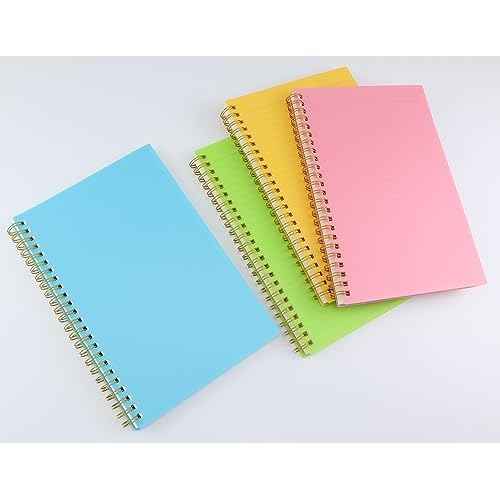 Spiral Notebook Journal,5.5" x 8.5" Plastic Hardcover College Ruled Notebook with 4 Colors,80 Sheets / 160 Pages Per Journal for Work,Study and Notes (light green,light blue,yellow,pink).