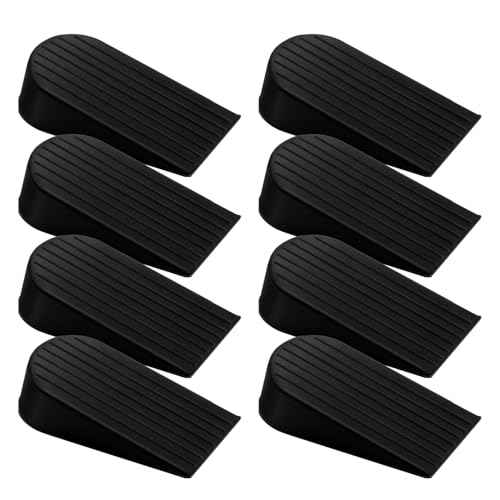 8 Pack Black Extra Large Door Stopper, High 1.9 inches Big, Prevents Door Gaps & Lock-Outs, Heavy Duty, Sturdy Rubber Stop Wedge