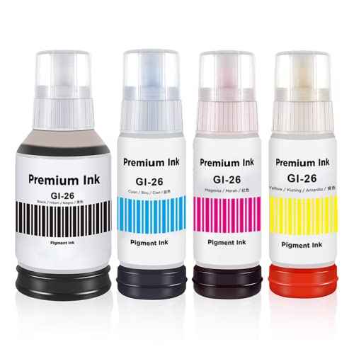 Pigment GI-26 GX7021 GX6021 Ink Refill Bottle Replacement for Canon GI-26 GI26 MegaTank Ink Set Used for Canon MAXIFY GX6020 GX7020 GX3020 GX4020 GX5020 GX5520X MegaTank GX5120 GX6120 GX7120 Printer