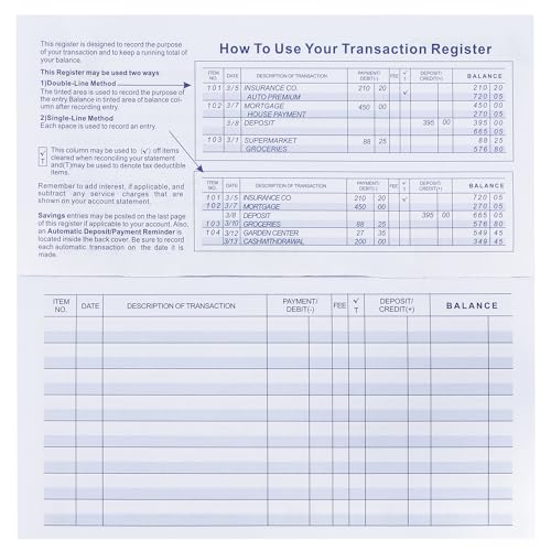 Casmonal 20 Pack Checkbook Register - Transaction Ledger for Personal & Small Business, Compact & Sturdy, Mainstream Register