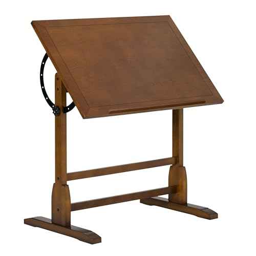 Studio Designs Vintage Rustic Oak Drafting Table, Top Adjustable Drafting Table Craft Table Drawing Desk Hobby Table Writing Desk Studio Desk, 36''W x 24''D