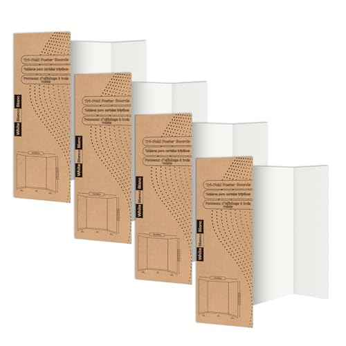 Rsgift 26x16.5 Trifold Poster Boards with Double Sided Tapes and Cardboard,Corrugated Display Boards,Professional Presentation Boards for School Project, Exhibitions(4PACKS)