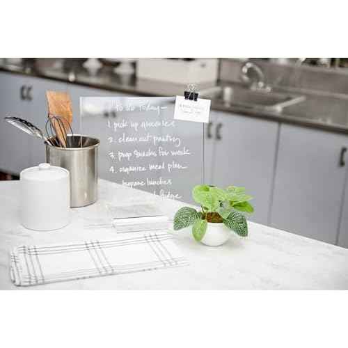 russell+hazel Acrylic Dry Erase Board and Marker, Memo Tablet for Desktop with Stand, Clear Acrylic, 12¡± x 6¡± x 11.5¡± (31384)