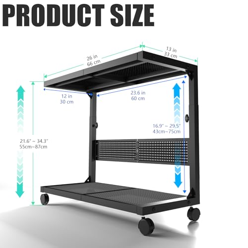 Moricher 2-Tier Computer Tower Stand with Wheels and Cable Management