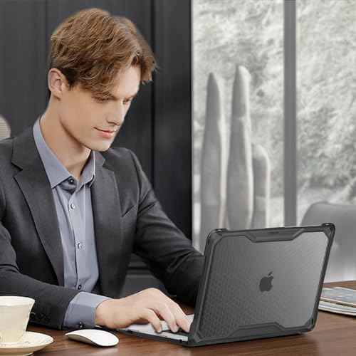 MOSISO Compatible with MacBook Air 13 inch Case 2025 2024 20223 2022 M4 A3240 M3 A3113 M2 A2681,Ruggedized Honeycomb Heavy Duty TPU Bumper Hard Shell&Keyboard Skin for MacBook Air 13.6 inch Case,Black