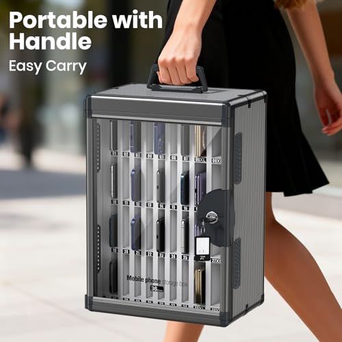 36 Slots Cell Phone Locker for Classroom, Portable Mobile Storage Box