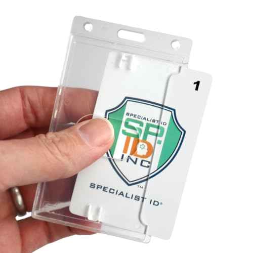 3 Pack - Crystal Clear Heavy Duty Badge Holder - Vertical Hard Plastic ID Badge Holder for Badges - Rigid Case Single I'd Protector Access Card Holder for Lanyards, Clips & Reels by Specialist ID