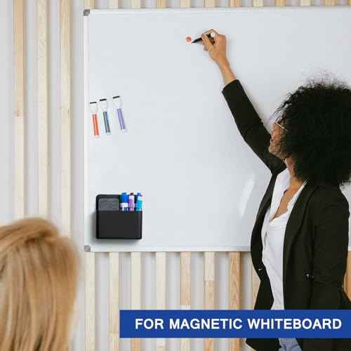 Simetufy Magnetic Dry Erase Marker Holder, Magnetic Pen Holder, Whiteboard Marker Holder, Magnetic Marker Holder for Fridge, Whiteboard, Locker, Magnetic Cup for Dry Erase Board, 1 Pack, Black