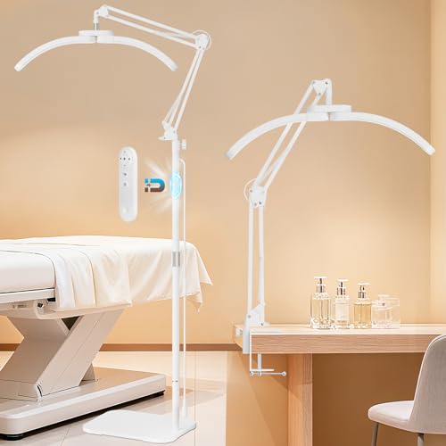 2-in-1 Lash Light for Eyelash Tech, Foldable 2025 New Upgrad Esthetician Light, Half Moon Lamp for Tattoo Artists, Nail Extensions, Beauty - Adjustable Brightness Color & Rotating Arm(White)