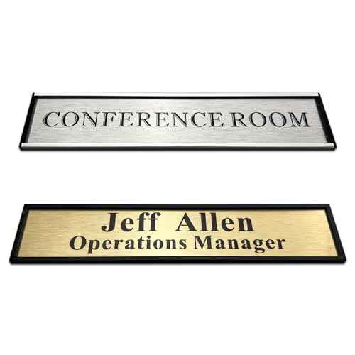 Personalized Name Plate for Door or Wall, 2 * 10 inch Custom Office Aluminum Door Name Plates with Two Lines Custom Text, Office Gifts for Coworkers Boss Teacher, Employee Appreciation Gifts