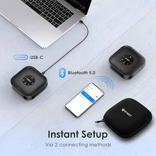 EMEET Conference Speakerphone M0 Plus, 4 AI Mics 360¡Æ Voice Pickup, Noise Reduction, USB C Speaker, Bluetooth Conference Speaker for 8 People w/Daisy Chain for 16 Compatible with Leading Software