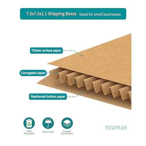 50 Pack 7" 45 RPM Vinyl Record Mailers, 7.5"L x 7.5"W x 1.1"H Kraft Corrugated Album Shipping Boxes for Small Business Packaging Mailing Moving Storage, with Fragile Stickers